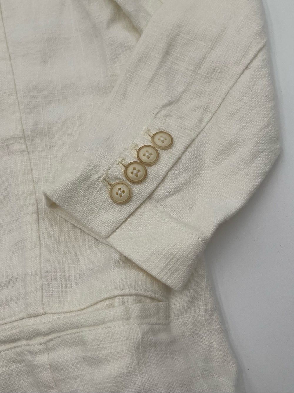 Anthropologie Linen Blend Open Front Blazer Tulip Hem Back Jacket Cream Size 6 - Picture 7 of 16